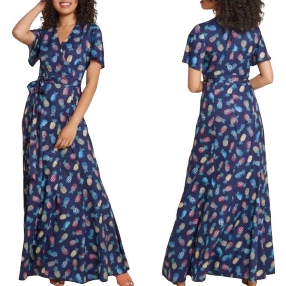 Anthropologie Blue Maxi Dress with Multicolor Pattern